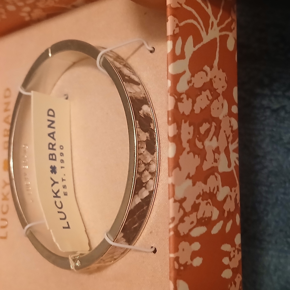 Lucky Brand Women's Gold and Brown Floral Bangle